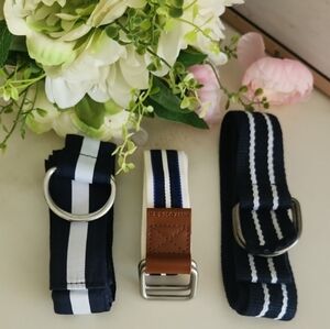 Preppy Belt Lot! Navy and White Striped Belts Set Of 3!